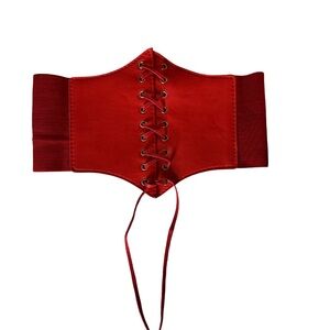 Elegant Red Lace-Up Corset Belt